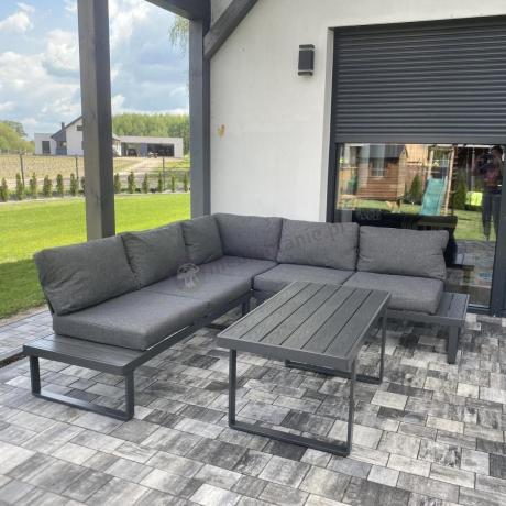 Nowoczesny grafitowy narożnik na taras 220x220cm Panaon Corner - DG