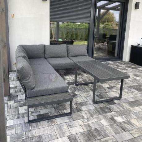 Nowoczesny grafitowy narożnik na taras 220x220cm Panaon Corner - DG