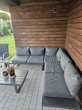 Nowoczesny grafitowy narożnik na taras 220x220cm Panaon Corner - DG