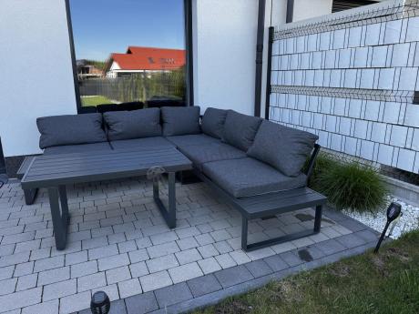 Nowoczesny grafitowy narożnik na taras 220x220cm Panaon Corner - DG