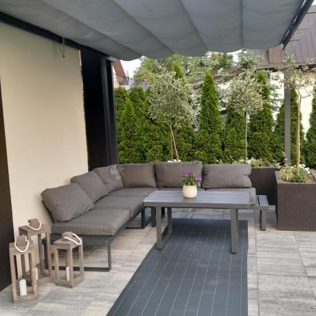 Nowoczesny grafitowy narożnik na taras 220x220cm Panaon Corner - DG
