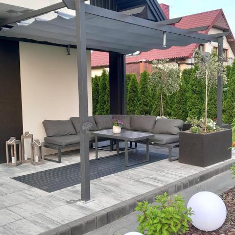 Nowoczesny grafitowy narożnik na taras 220x220cm Panaon Corner - DG