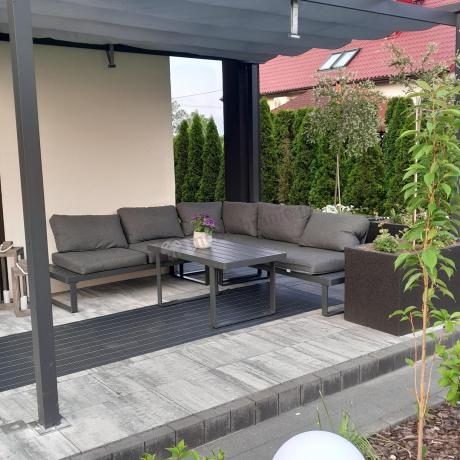 Nowoczesny grafitowy narożnik na taras 220x220cm Panaon Corner - DG
