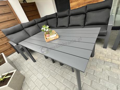 Nowoczesny grafitowy narożnik ogrodowy 278x215cm + fotel Renalo Corner