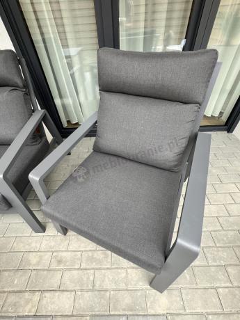 Nowoczesny grafitowy narożnik ogrodowy 278x215cm + fotel Renalo Corner