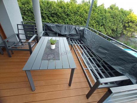 Nowoczesny grafitowy narożnik ogrodowy 278x215cm + fotel Renalo Corner