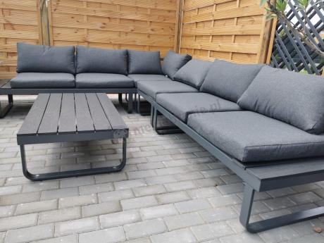 Nowoczesny grafitowy narożnik ogrodowy z ławą Panaon DG