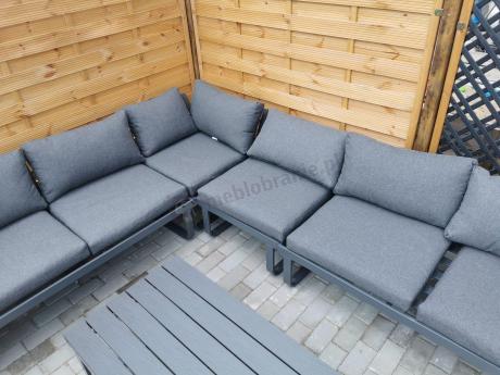 Nowoczesny grafitowy narożnik ogrodowy z ławą Panaon DG