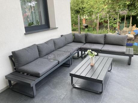 Nowoczesny grafitowy narożnik ogrodowy z ławą Panaon DG