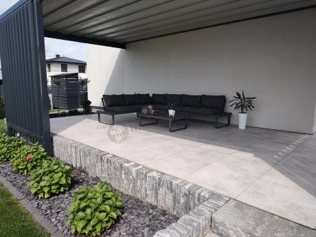 Nowoczesny grafitowy narożnik ogrodowy z ławą Panaon DG