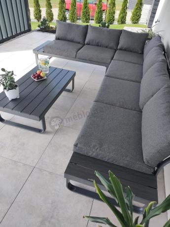 Nowoczesny grafitowy narożnik ogrodowy z ławą Panaon DG