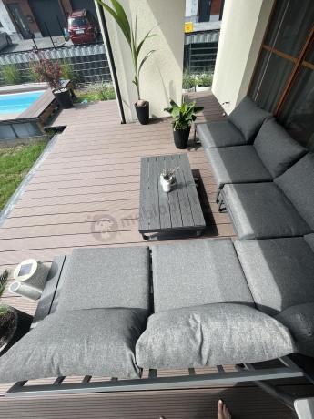 Nowoczesny grafitowy narożnik ogrodowy z ławą Panaon DG