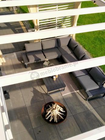 Nowoczesny grafitowy narożnik ogrodowy z ławą Panaon DG