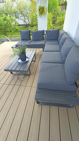 Nowoczesny grafitowy narożnik ogrodowy z ławą Panaon DG