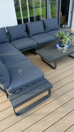 Nowoczesny grafitowy narożnik ogrodowy z ławą Panaon DG