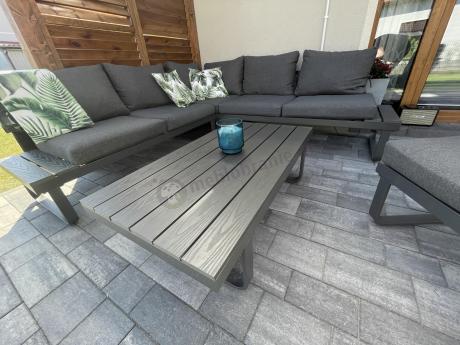 Nowoczesny grafitowy narożnik ogrodowy z ławą Panaon DG