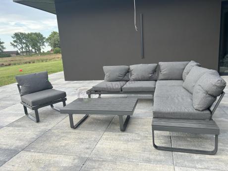 Nowoczesny grafitowy narożnik ogrodowy z ławą Panaon DG