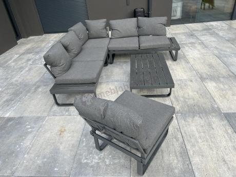 Nowoczesny grafitowy narożnik ogrodowy z ławą Panaon DG