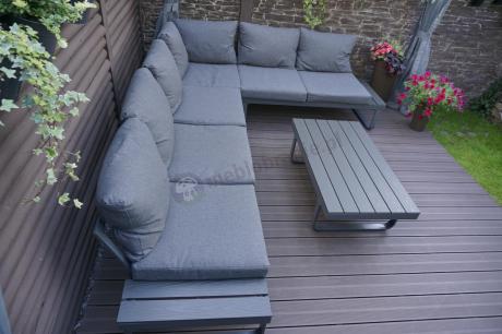 Nowoczesny grafitowy narożnik ogrodowy z ławą Panaon DG