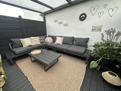 Nowoczesny grafitowy narożnik ogrodowy z ławą Panaon DG