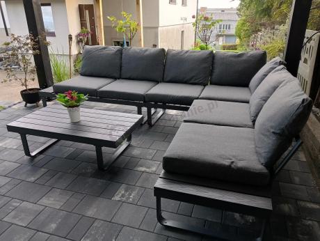 Nowoczesny grafitowy narożnik ogrodowy z ławą Panaon DG