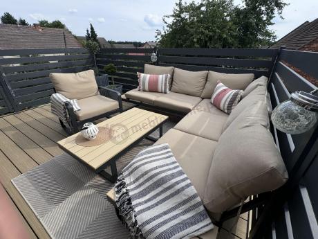 Nowoczesny komplet mebli na taras z narożnikiem i fotelem Panaon Corner WB