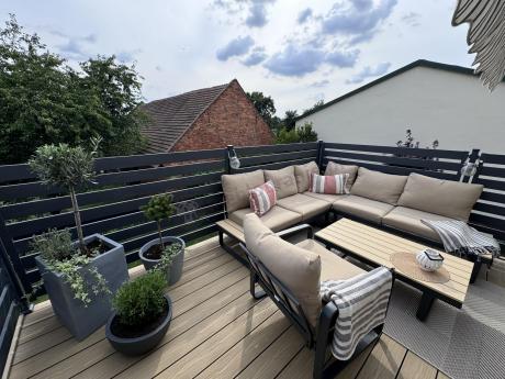 Nowoczesny komplet mebli na taras z narożnikiem i fotelem Panaon Corner WB