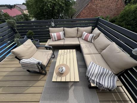 Nowoczesny komplet mebli na taras z narożnikiem i fotelem Panaon Corner WB