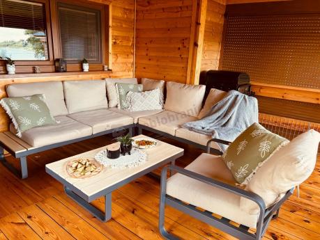 Nowoczesny komplet mebli na taras z narożnikiem i fotelem Panaon Corner WB