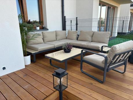 Nowoczesny komplet mebli na taras z narożnikiem i fotelem Panaon Corner WB