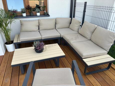 Nowoczesny komplet mebli na taras z narożnikiem i fotelem Panaon Corner WB