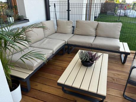 Nowoczesny komplet mebli na taras z narożnikiem i fotelem Panaon Corner WB