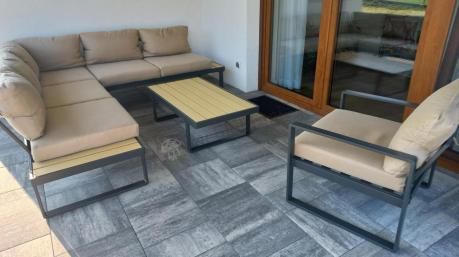 Nowoczesny komplet mebli na taras z narożnikiem i fotelem Panaon Corner WB