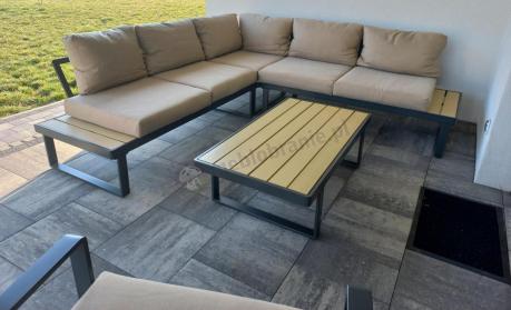 Nowoczesny komplet mebli na taras z narożnikiem i fotelem Panaon Corner WB