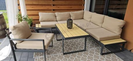 Nowoczesny komplet mebli na taras z narożnikiem i fotelem Panaon Corner WB