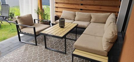 Nowoczesny komplet mebli na taras z narożnikiem i fotelem Panaon Corner WB