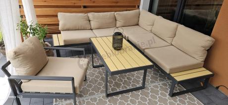 Nowoczesny komplet mebli na taras z narożnikiem i fotelem Panaon Corner WB