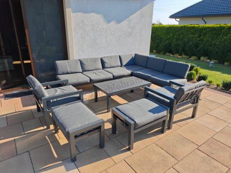 Nowoczesny komplet mebli ogrodowych z modułowym narożnikiem - Calamba Corner XL - Antracite