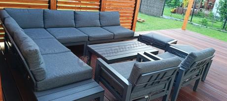 Nowoczesny komplet mebli ogrodowych z modułowym narożnikiem - Calamba Corner XL - Antracite