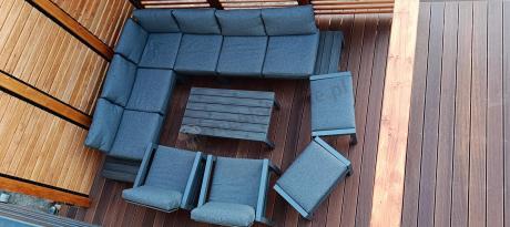 Nowoczesny komplet mebli ogrodowych z modułowym narożnikiem - Calamba Corner XL - Antracite