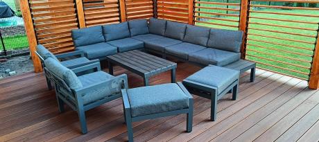 Nowoczesny komplet mebli ogrodowych z modułowym narożnikiem - Calamba Corner XL - Antracite