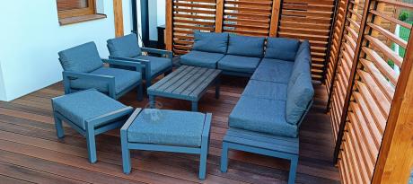 Nowoczesny komplet mebli ogrodowych z modułowym narożnikiem - Calamba Corner XL - Antracite