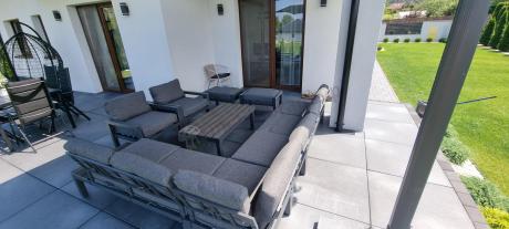 Nowoczesny komplet mebli ogrodowych z modułowym narożnikiem - Calamba Corner XL - Antracite