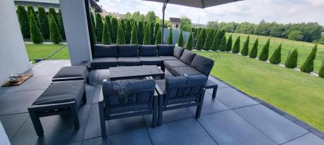 Nowoczesny komplet mebli ogrodowych z modułowym narożnikiem - Calamba Corner XL - Antracite