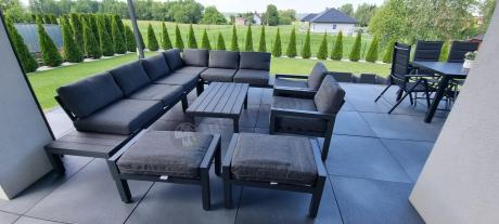Nowoczesny komplet mebli ogrodowych z modułowym narożnikiem - Calamba Corner XL - Antracite