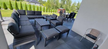 Nowoczesny komplet mebli ogrodowych z modułowym narożnikiem - Calamba Corner XL - Antracite