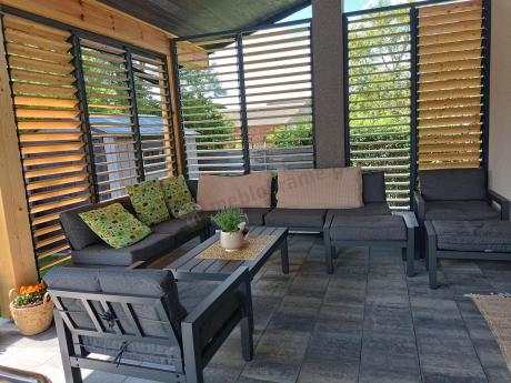 Nowoczesny komplet mebli ogrodowych z modułowym narożnikiem - Calamba Corner XL - Antracite