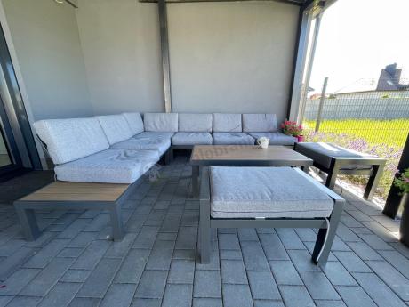 Nowoczesny narożnik modułowy na taras - Calamba Corner XL - Grey