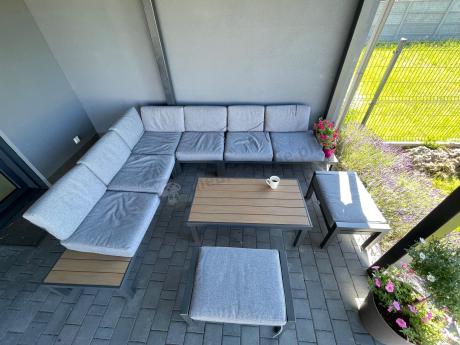 Nowoczesny narożnik modułowy na taras - Calamba Corner XL - Grey