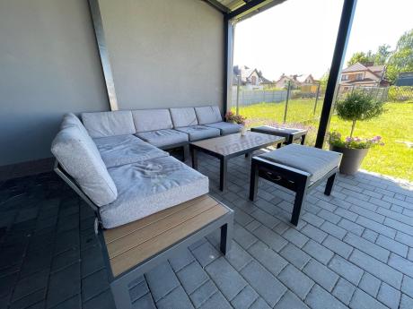 Nowoczesny narożnik modułowy na taras - Calamba Corner XL - Grey